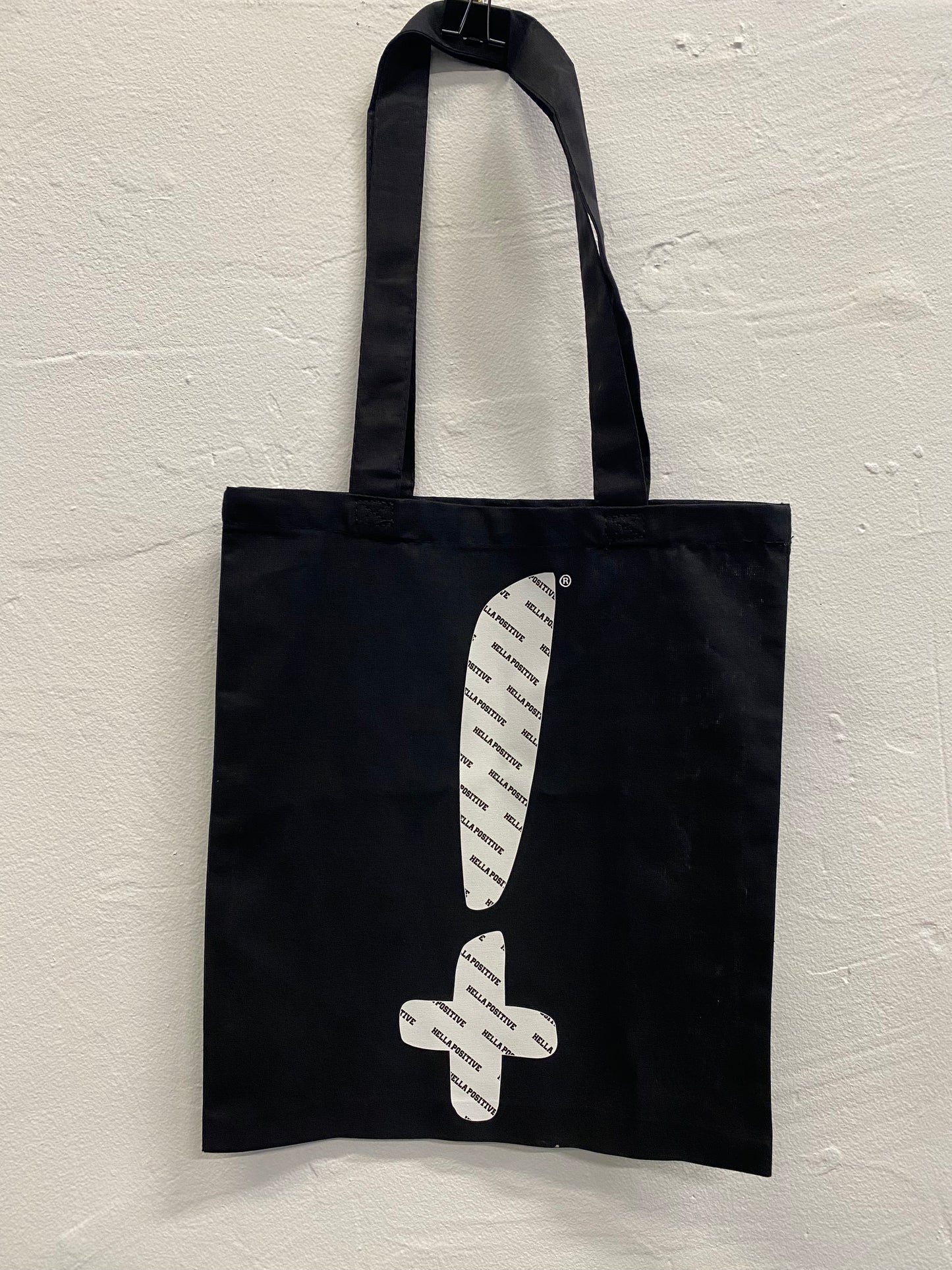 Hella Positive Black Tote Bag Vertical HP Symbol - Small