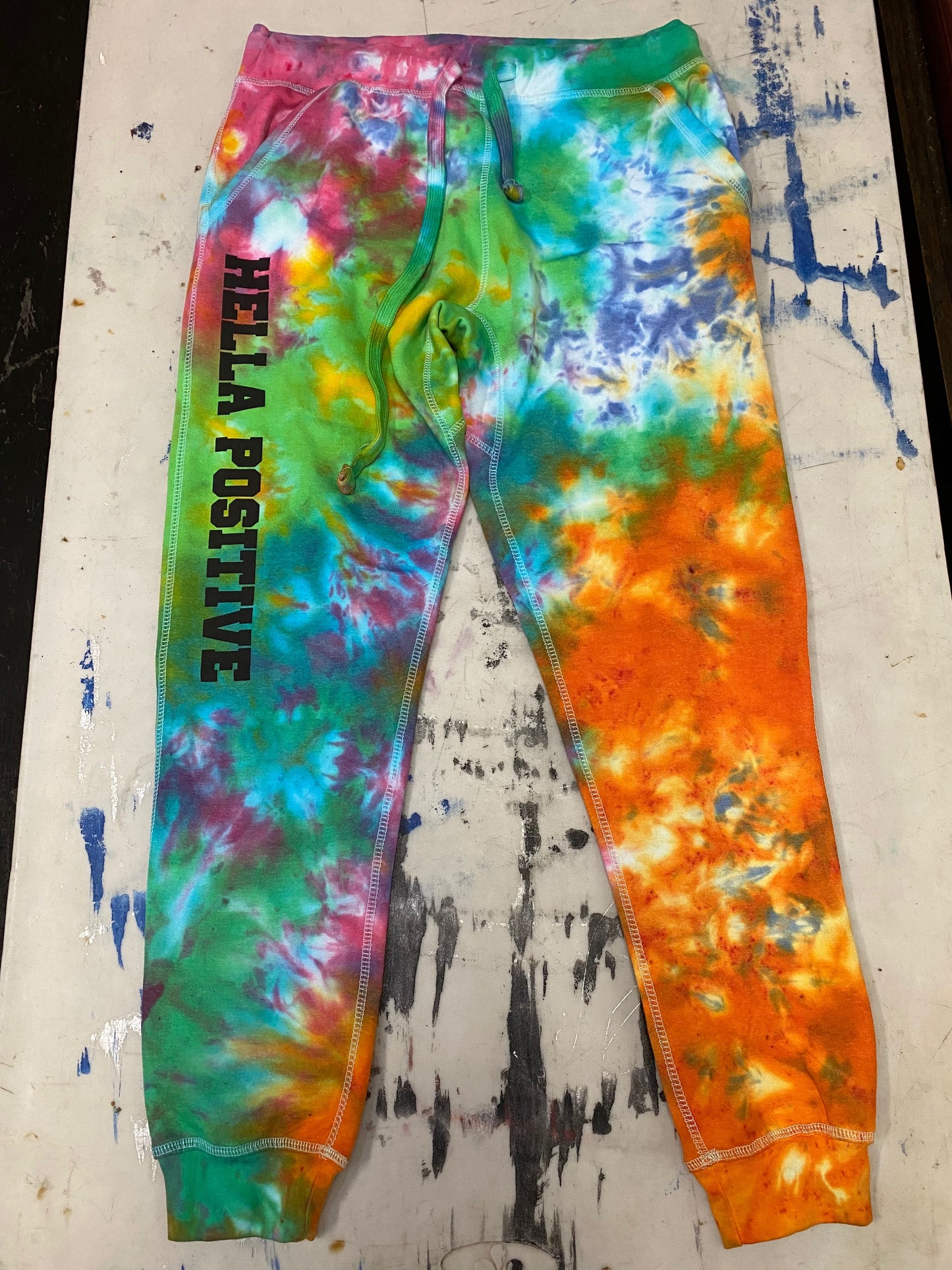 Hella Positive Tie Dye Jogger Sweatpants - Large