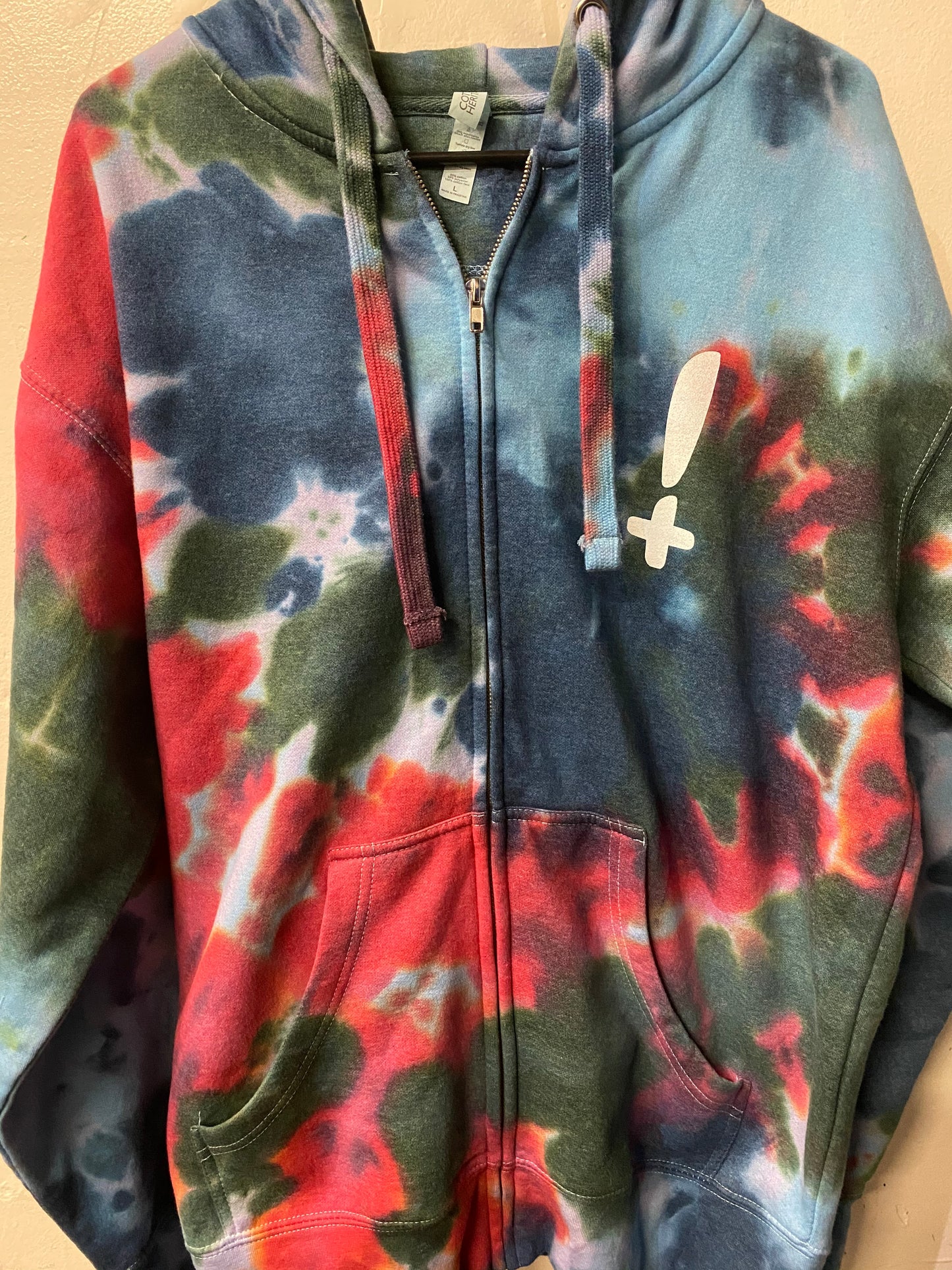 Stay Hella Positive Tie Dye Zip-Up Hoodie - Large