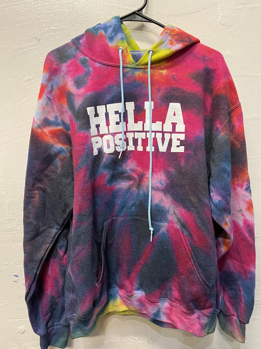 Hella Positive Tie Dye Hoodie - Large