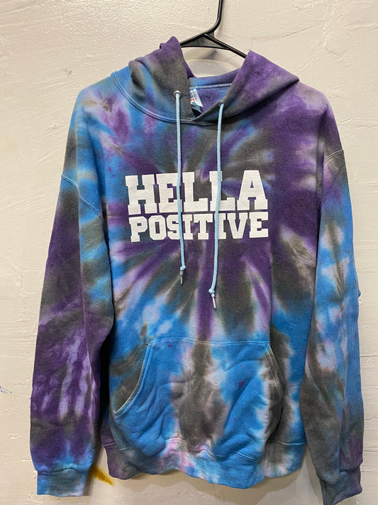 Hella Positive Tie Dye Hoodie - Large