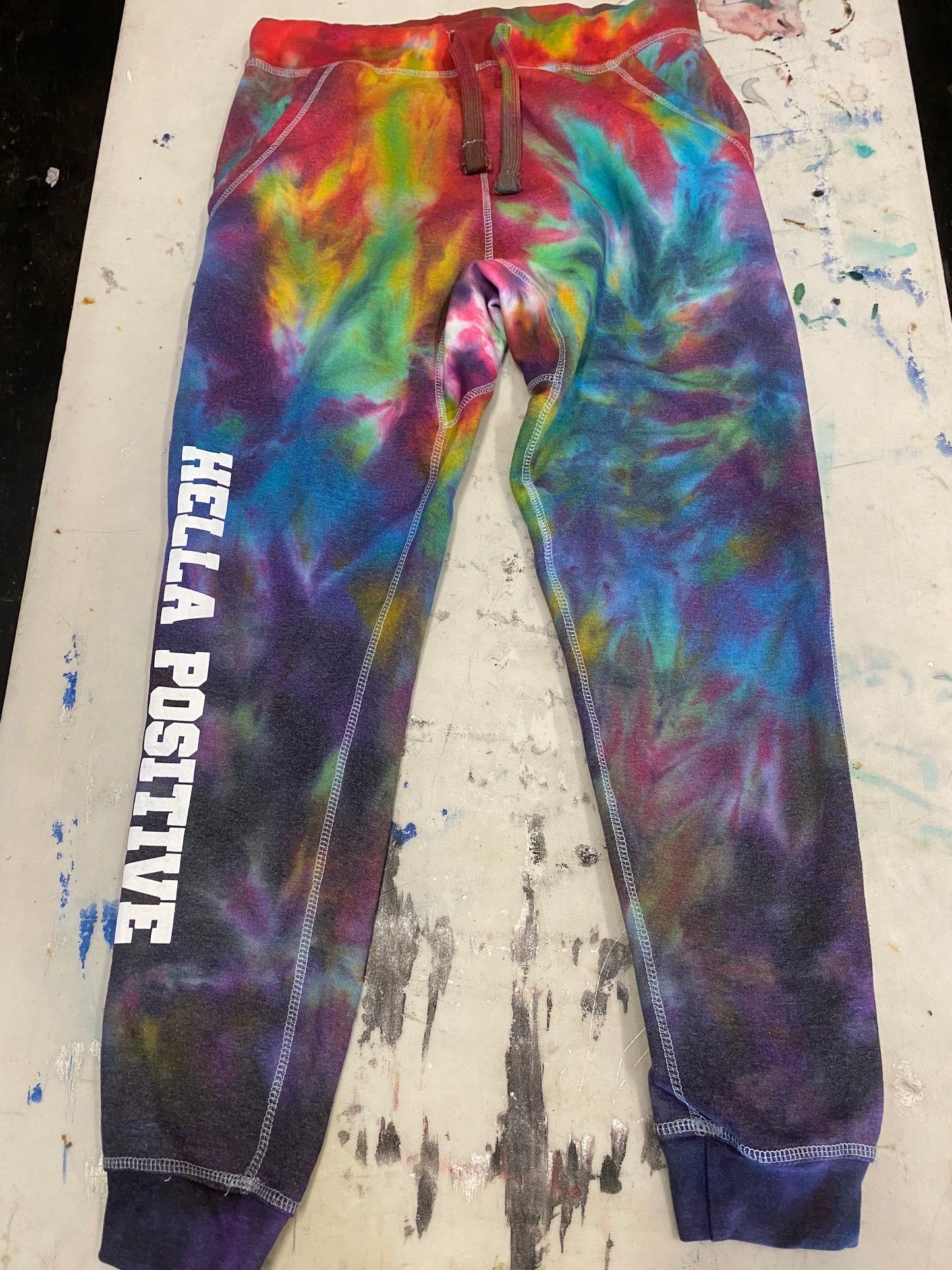Hella Positive Tie Dye Joggers - Large
