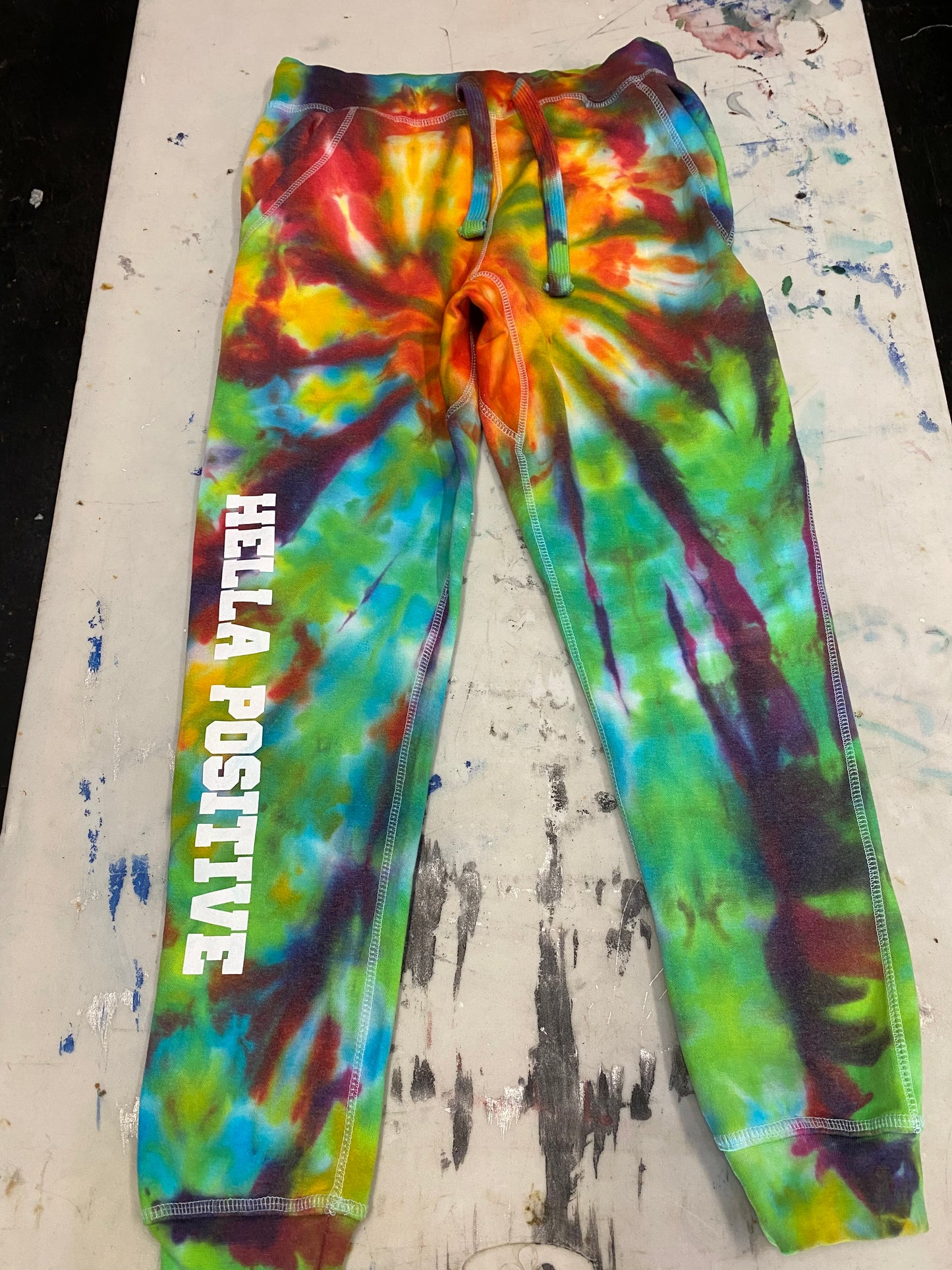Hella Positive Tie Dye Joggers - Medium