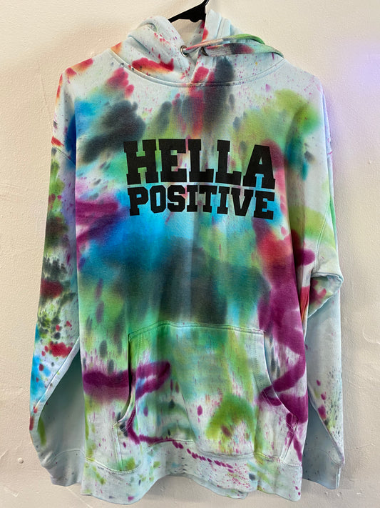 Hella Positive Tie Dye Hoodie - Large