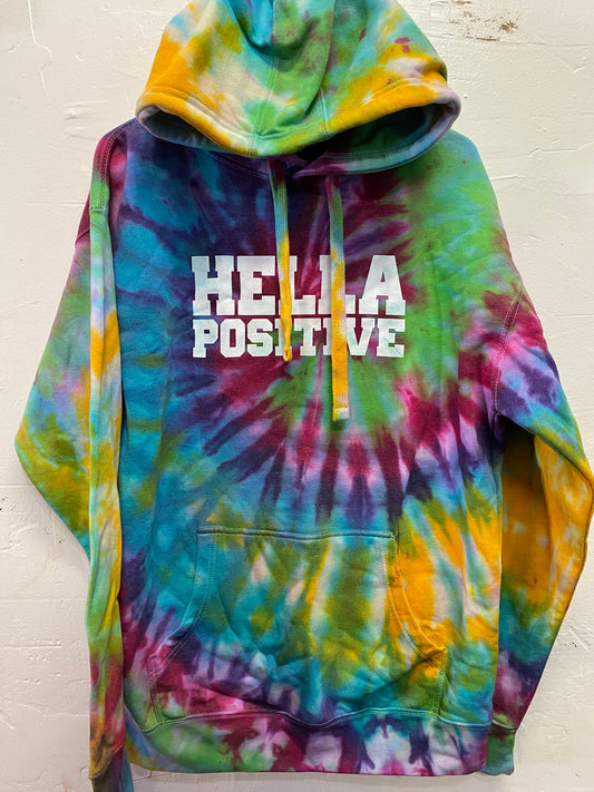 Hella Positive Tie Dye Hoodie - Large