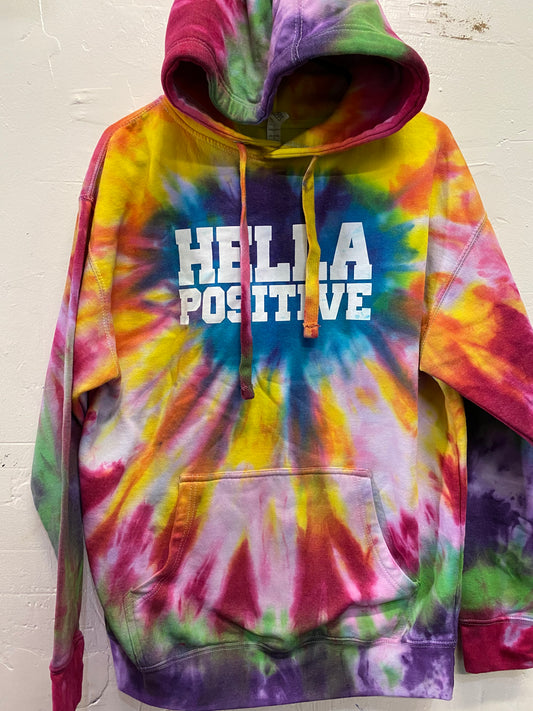 Hella Positive Tie Dye Hoodie - Large