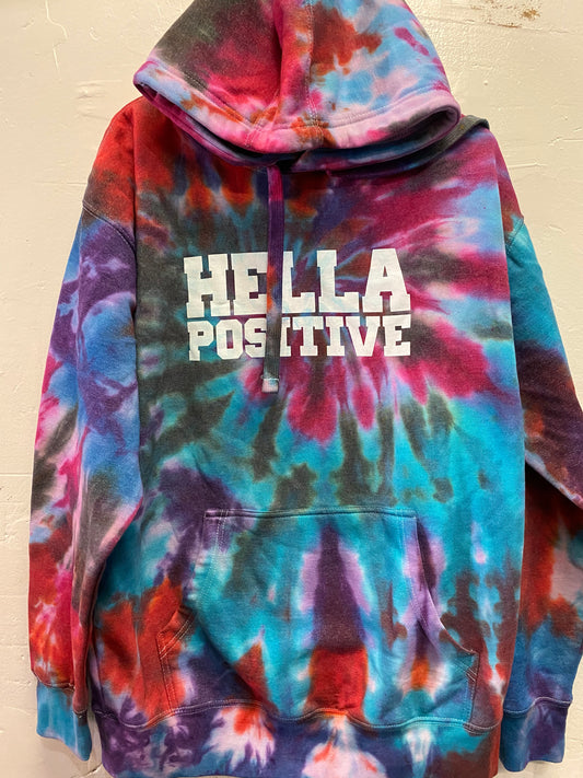 Hella Positive Tie Dye Hoodie - Large