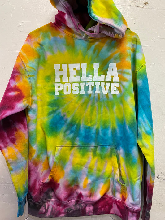 Hella Positive Tie Dye Hoodie - Large
