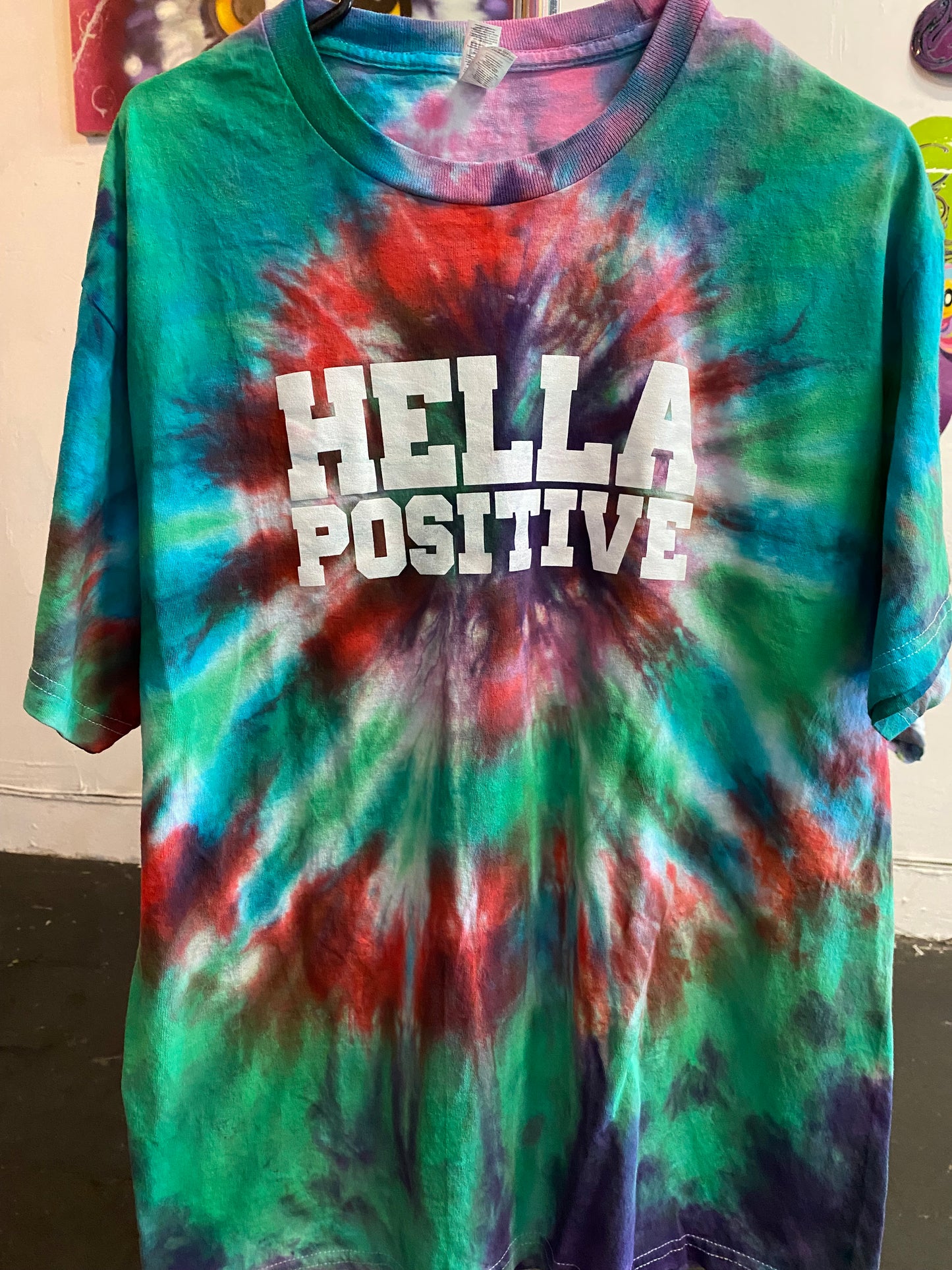 Hella Positive Tie Dye T-Shirt - Large
