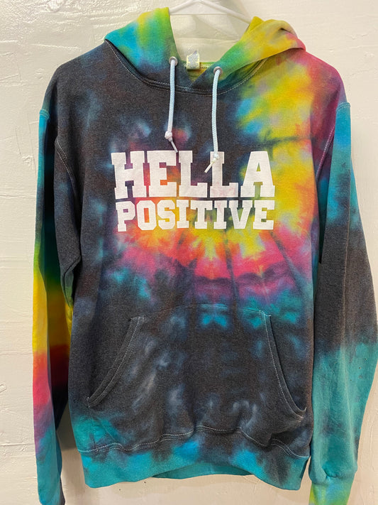 Hella Positive Tie Dye Hoodie - Small
