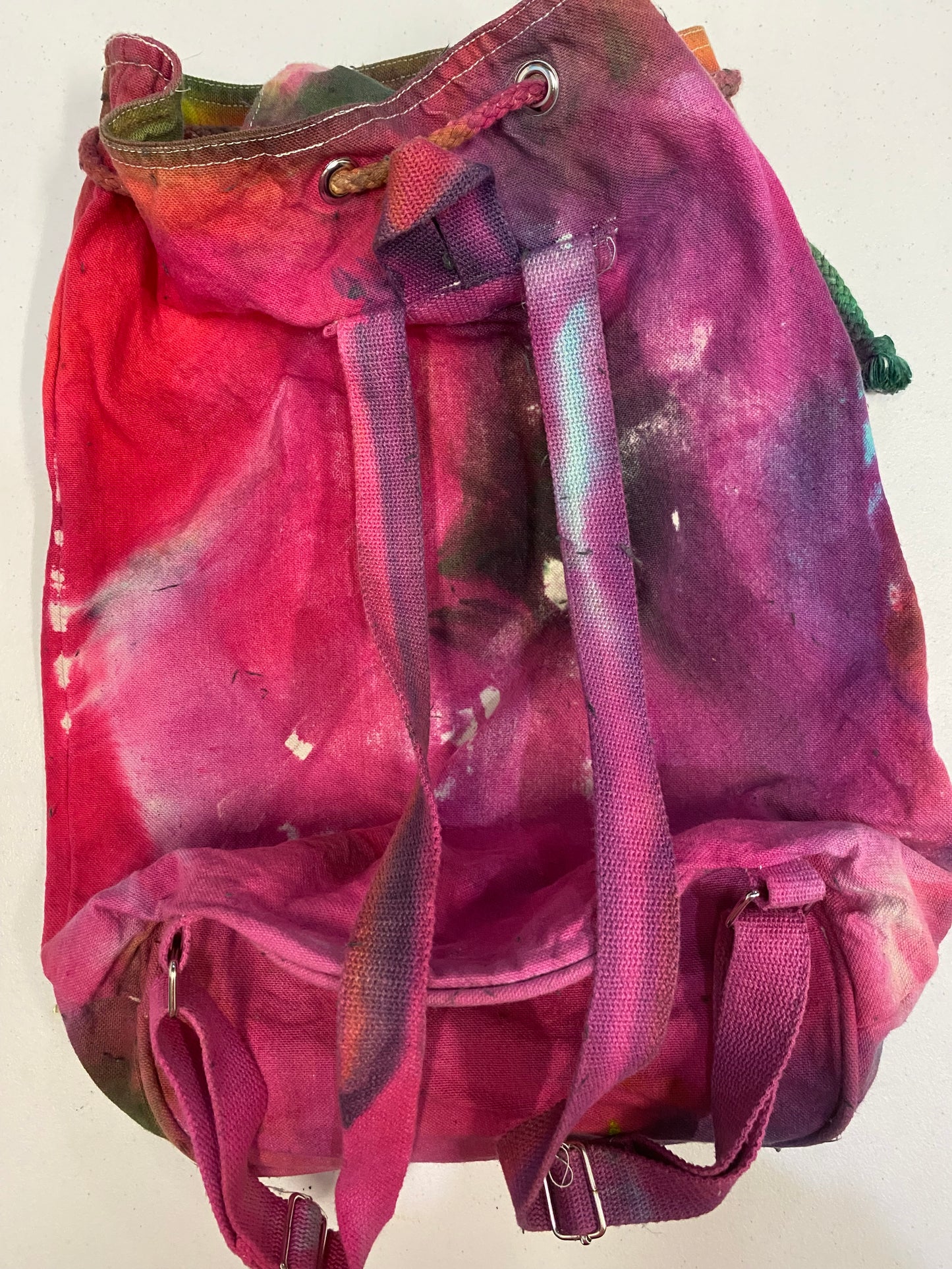 Hella Positive Tie Dye Back pack with drawstring cord