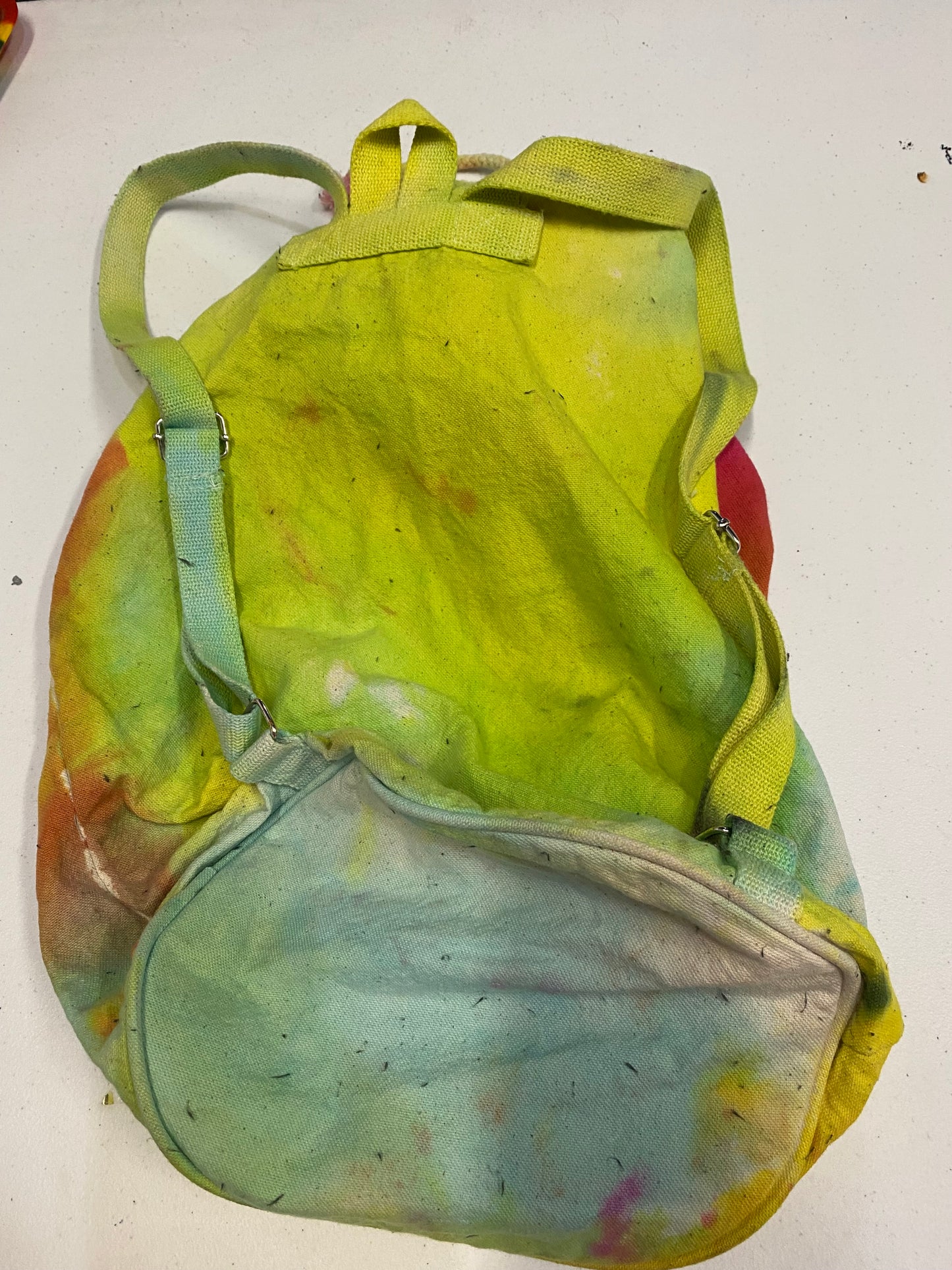 Hella Positive Tie Dye Back pack with drawstring cord