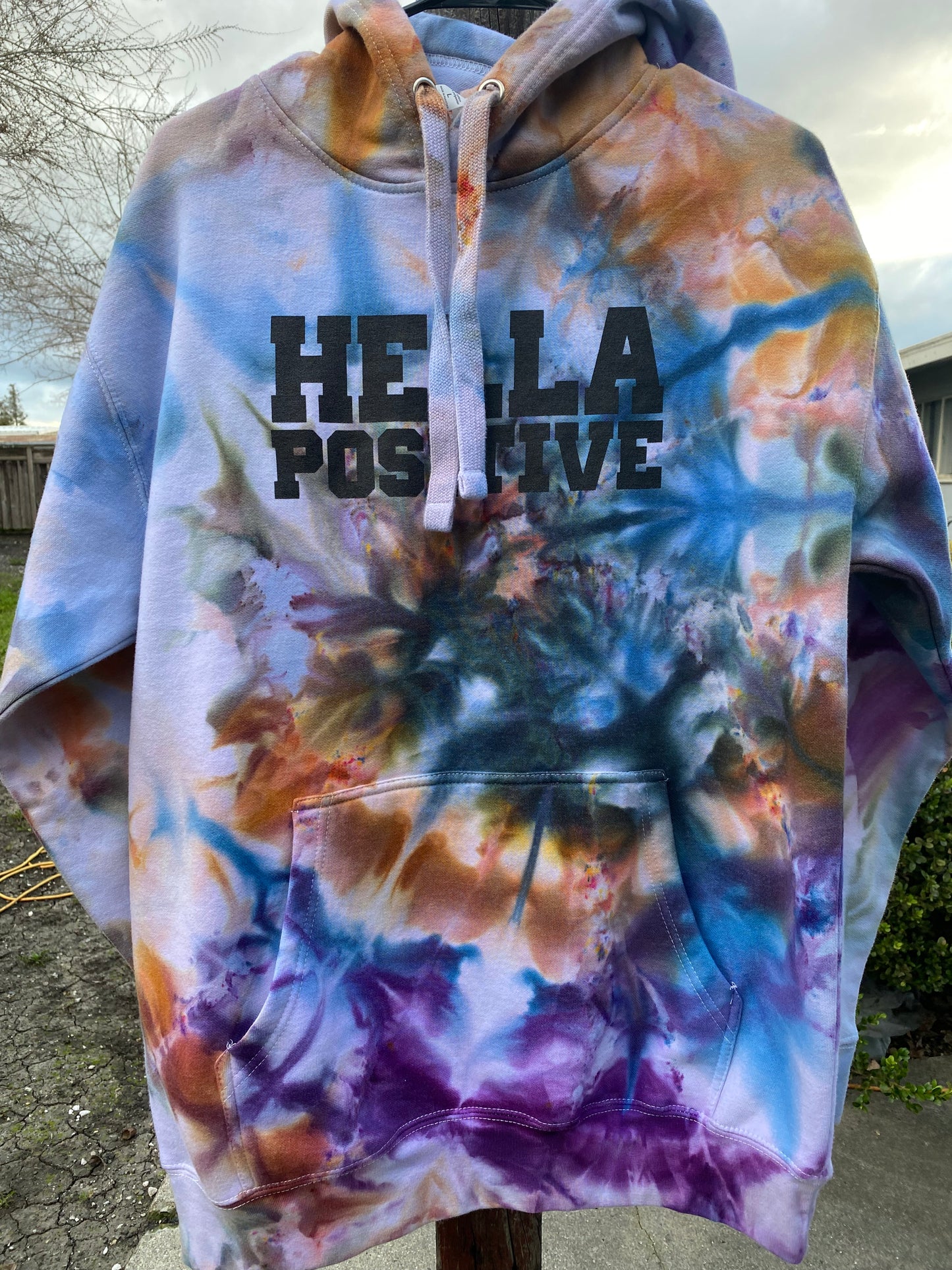 Hella Positive Tie Dye Hoodie - Large