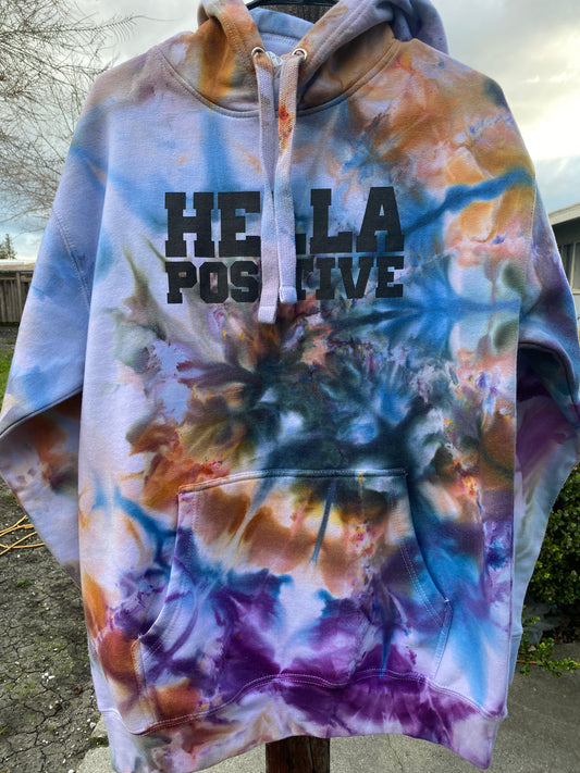 Hella Positive Tie Dye Hoodie - Large