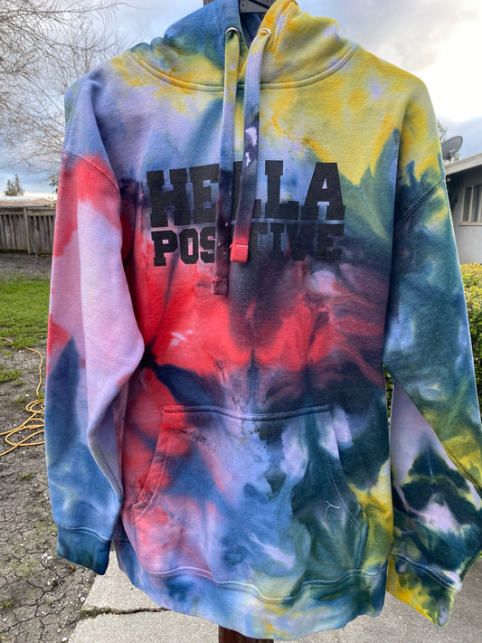 Hella Positive Tie Dye Hoodie - Large