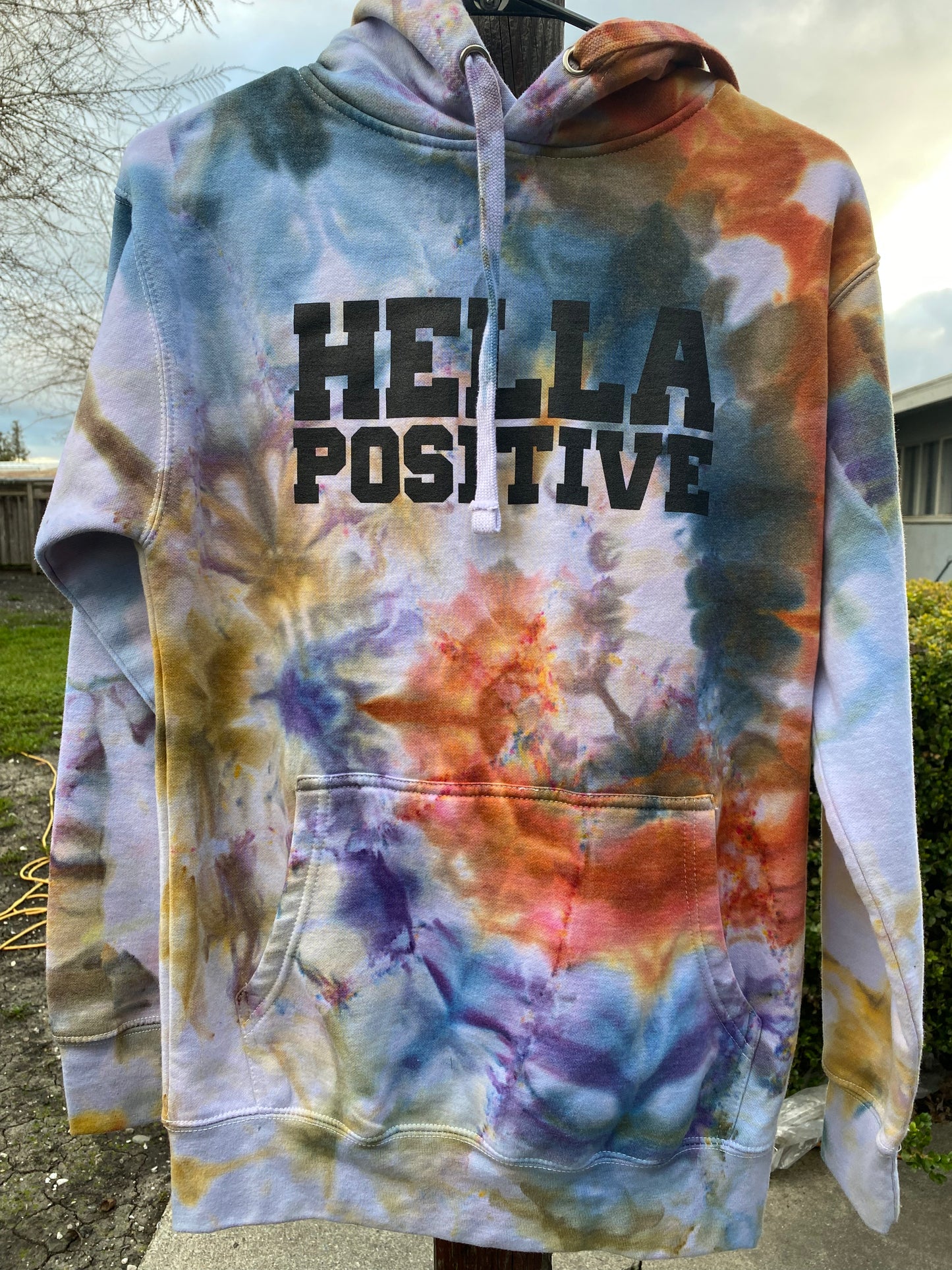 Hella Positive Tie Dye Hoodie - Small