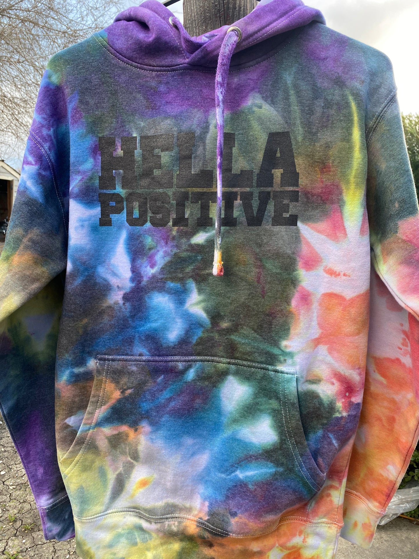 Hella Positive Tie Dye Hoodie - Small