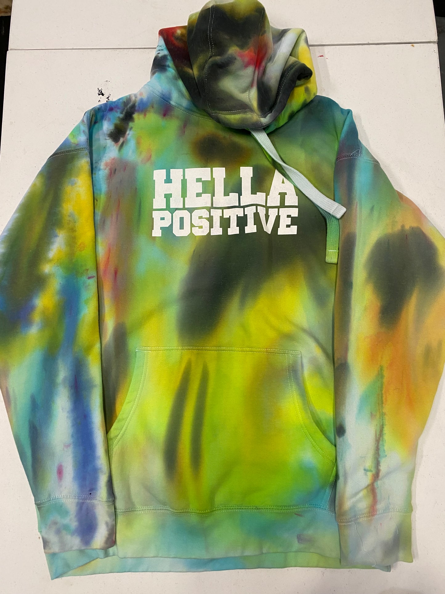 Hella Positive Tie Dye Hoodie - XL