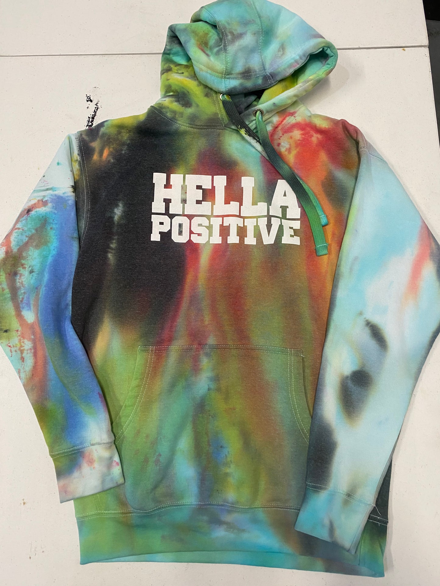 Hella Positive Tie Dye Hoodie - Medium