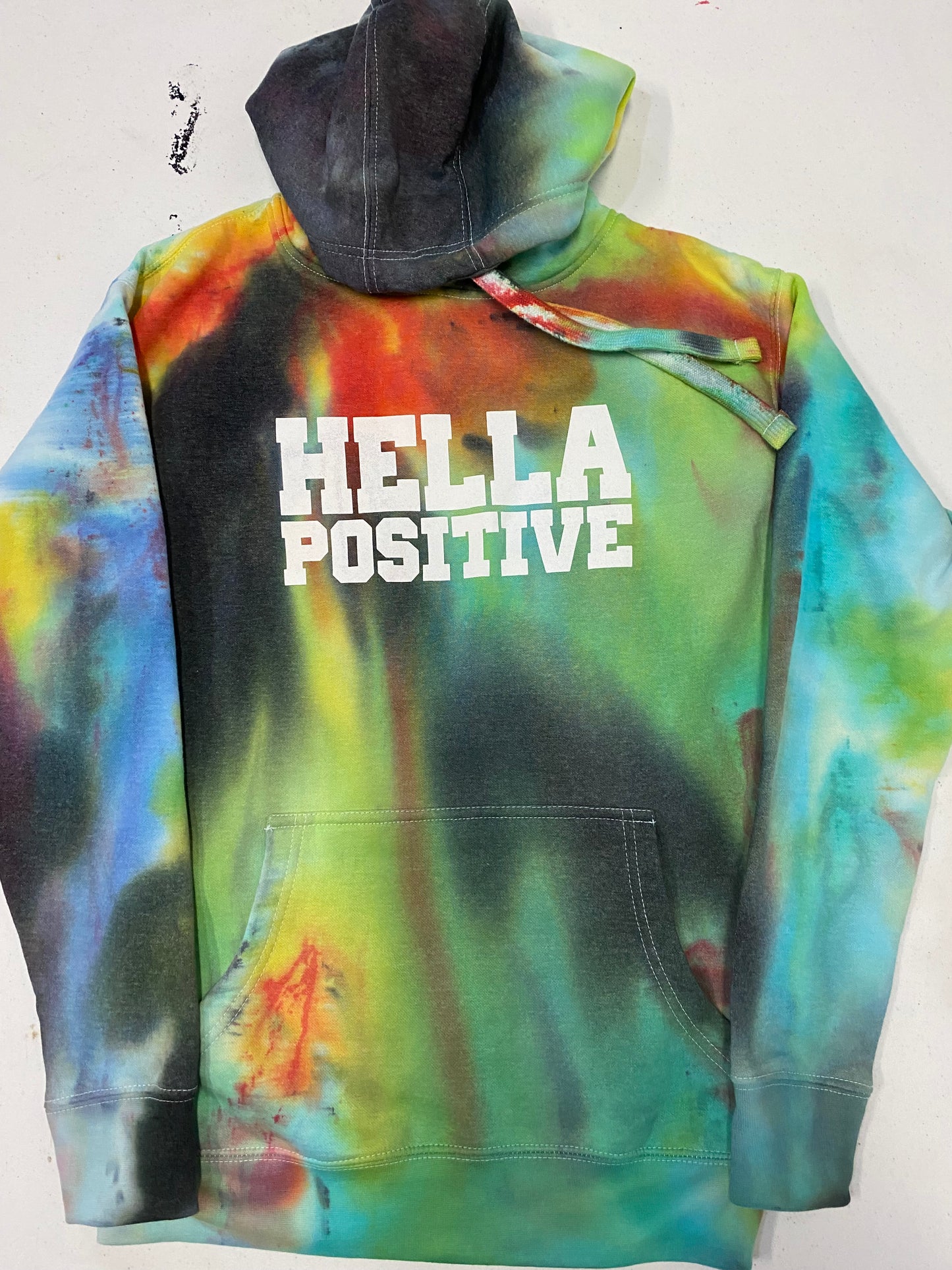 Hella Positive Tie Dye Hoodie - Small
