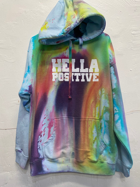 Hella Positive Tie Dye Hoodie - Large