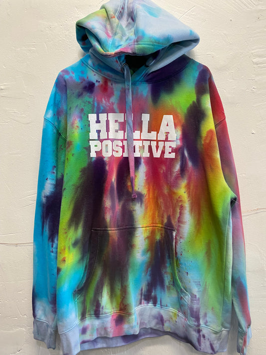 Hella Positive Tie Dye Hoodie - Large