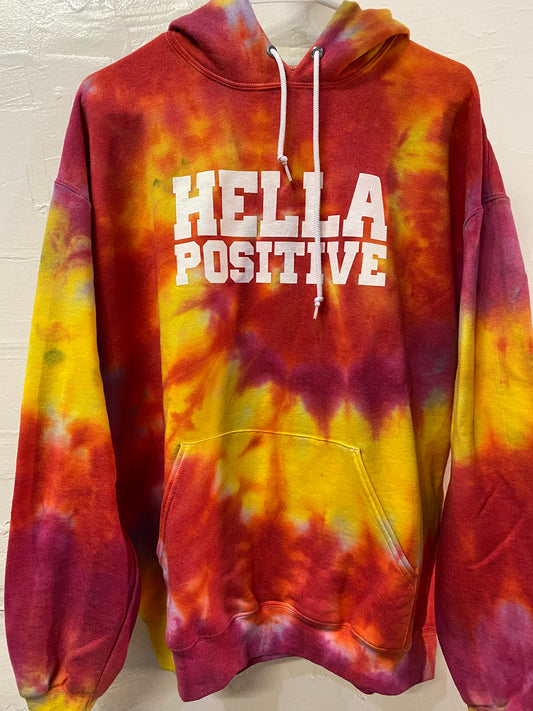 Hella Positive Tie Dye Hoodie - Large