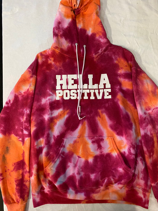 Hella Positive Tie Dye Hoodie - Large