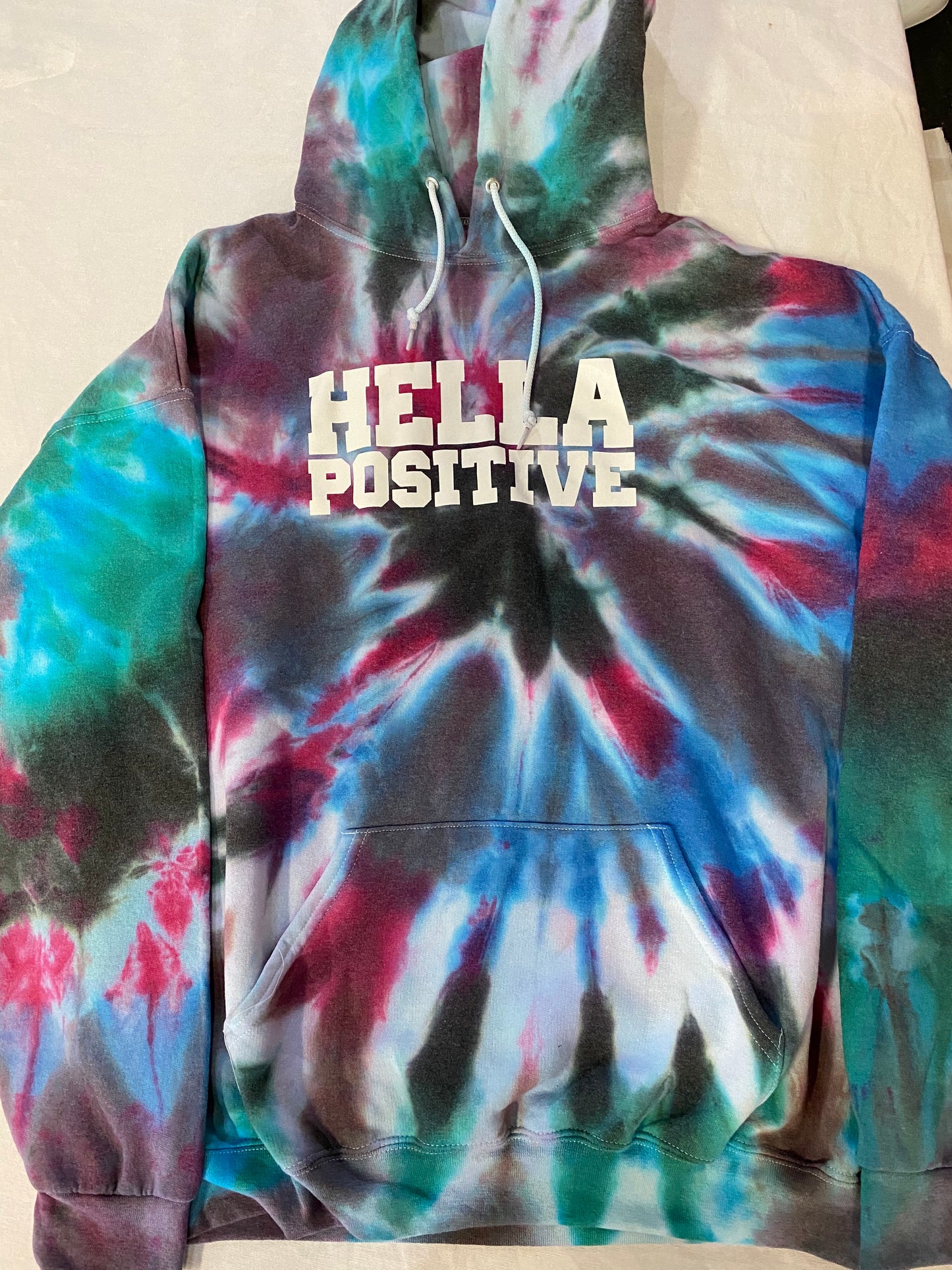 Hella Positive Tie Dye Hoodie - 2XL