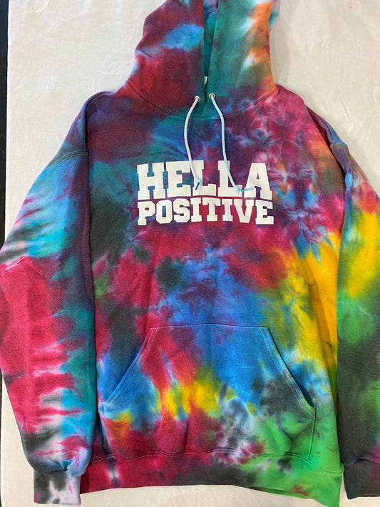 Hella Positive Tie Dye Hoodie - Large