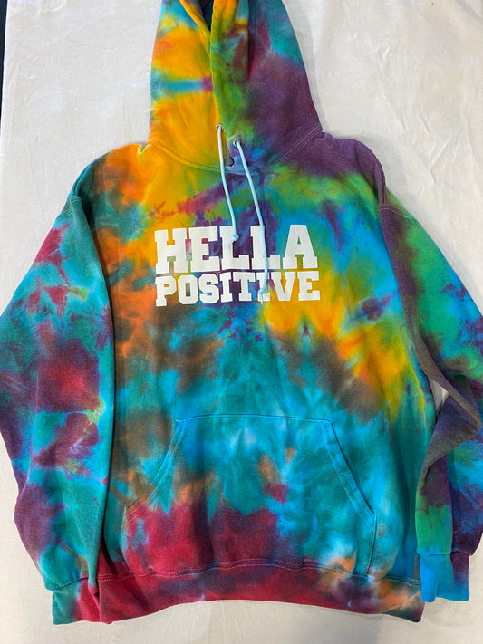 Hella Positive Tie Dye Hoodie - Large