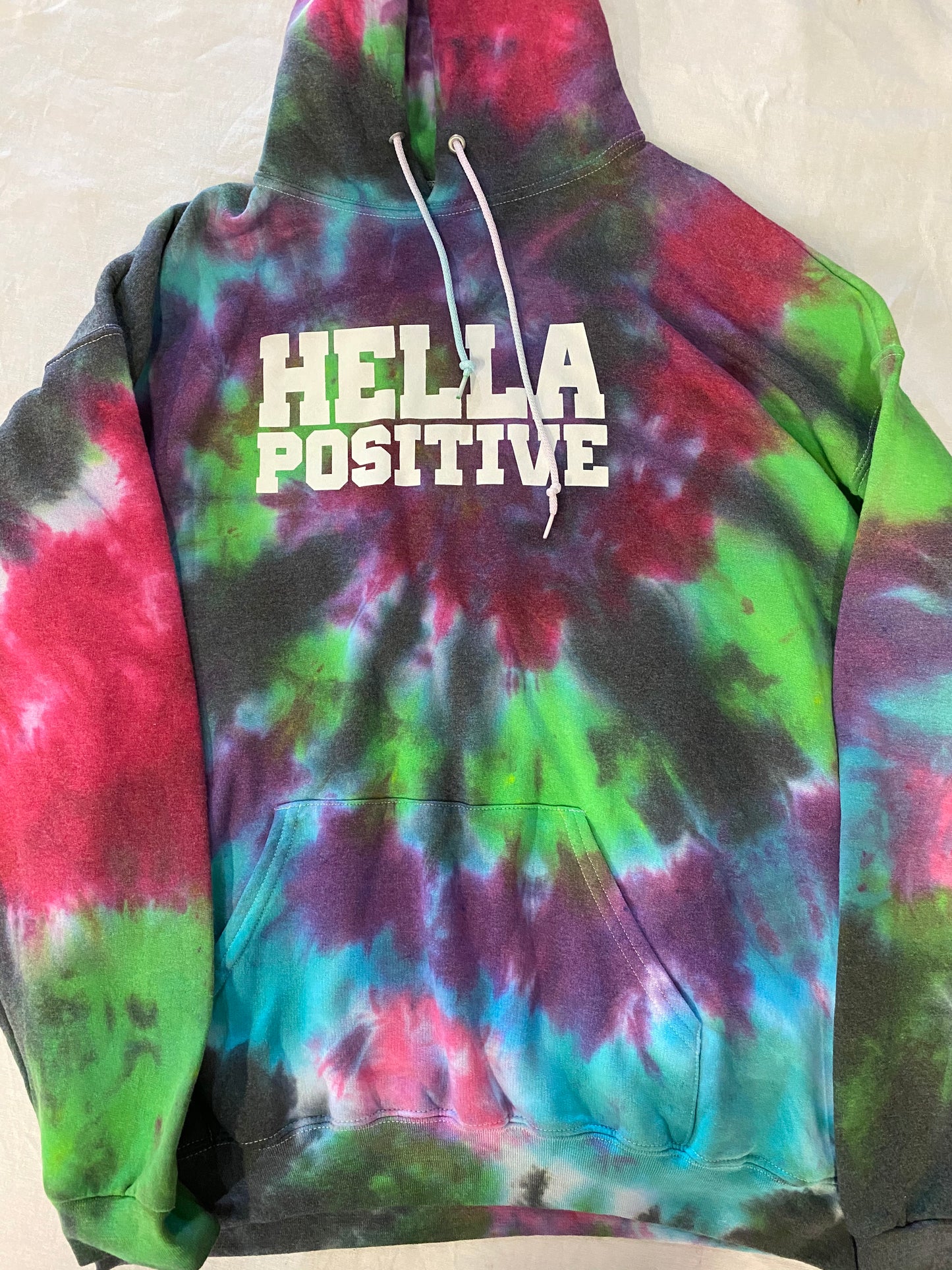 Hella Positive Tie Dye Hoodie - 2XL