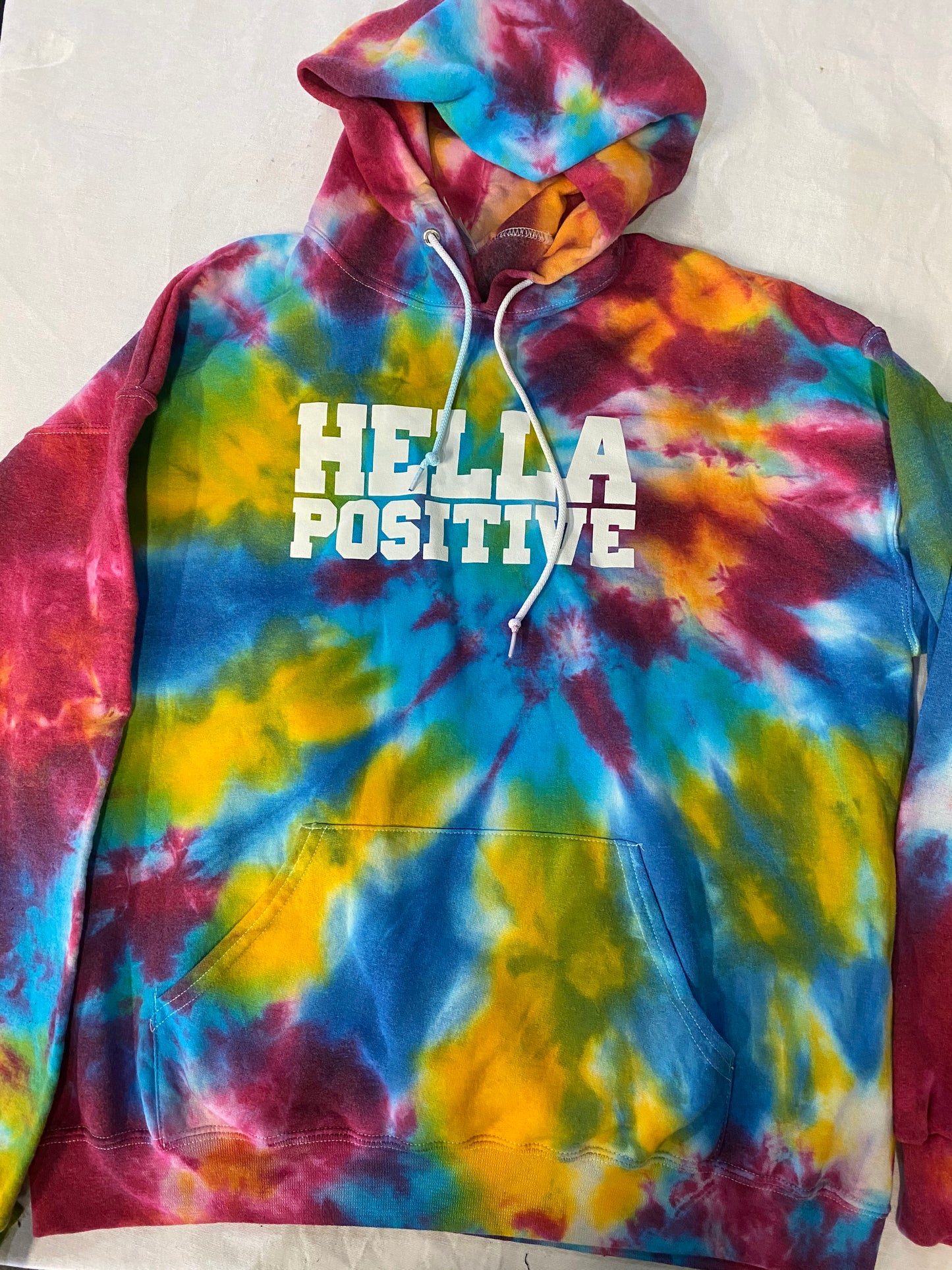 Hella Positive Tie Dye Hoodie - XL