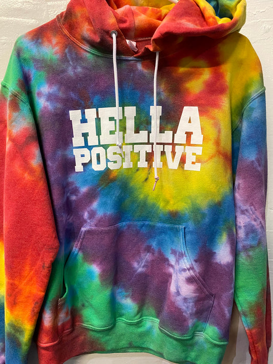 Hella Positive Tie Dye Hoodie - Small