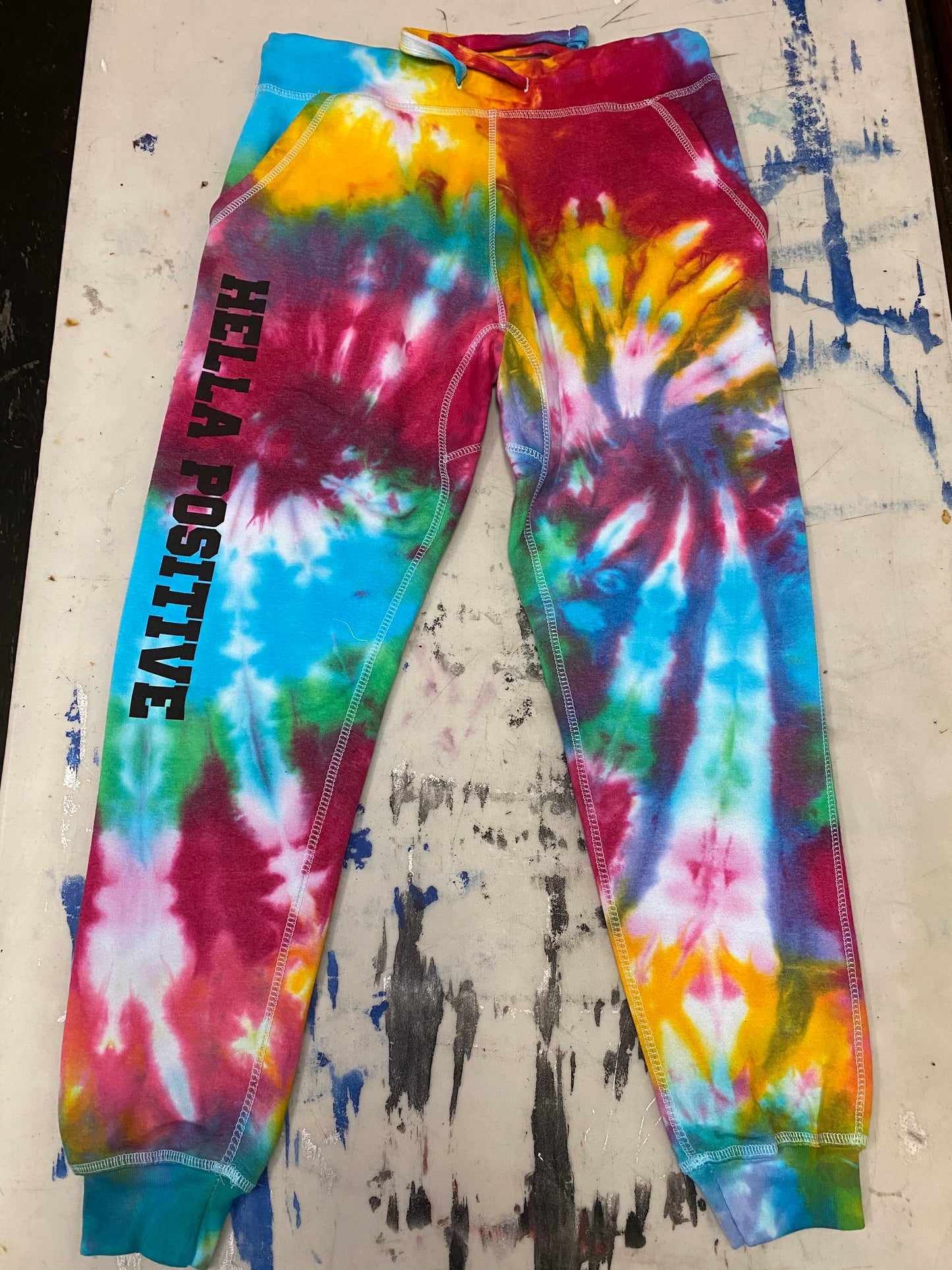 Hella Positive Tie Dye Jogger Sweatpants - Small