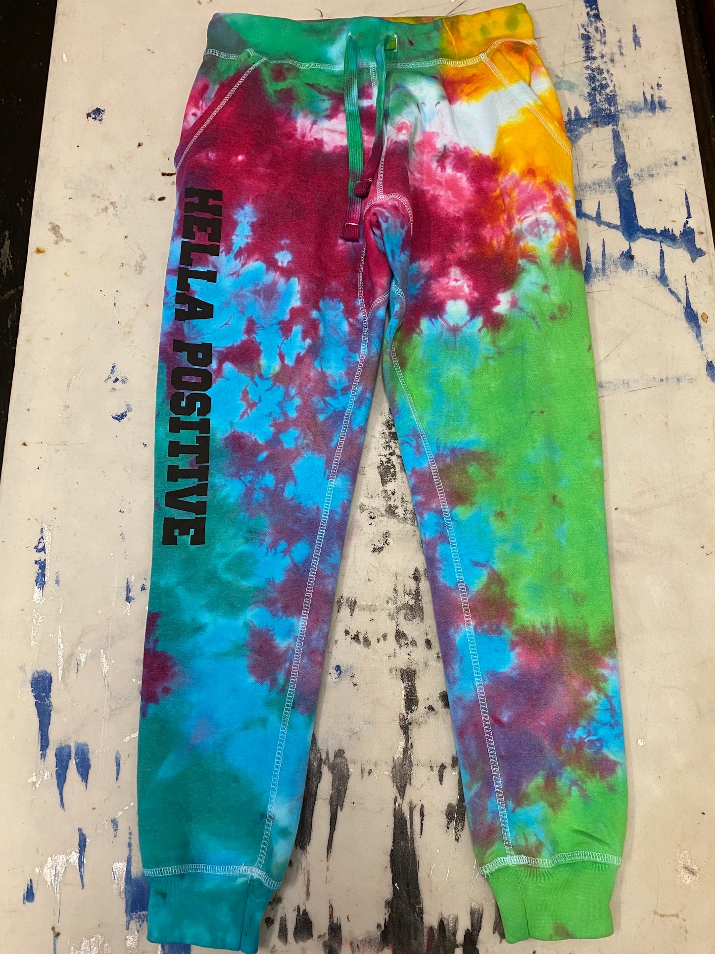 Hella Positive Tie Dye Jogger Sweatpants - Small