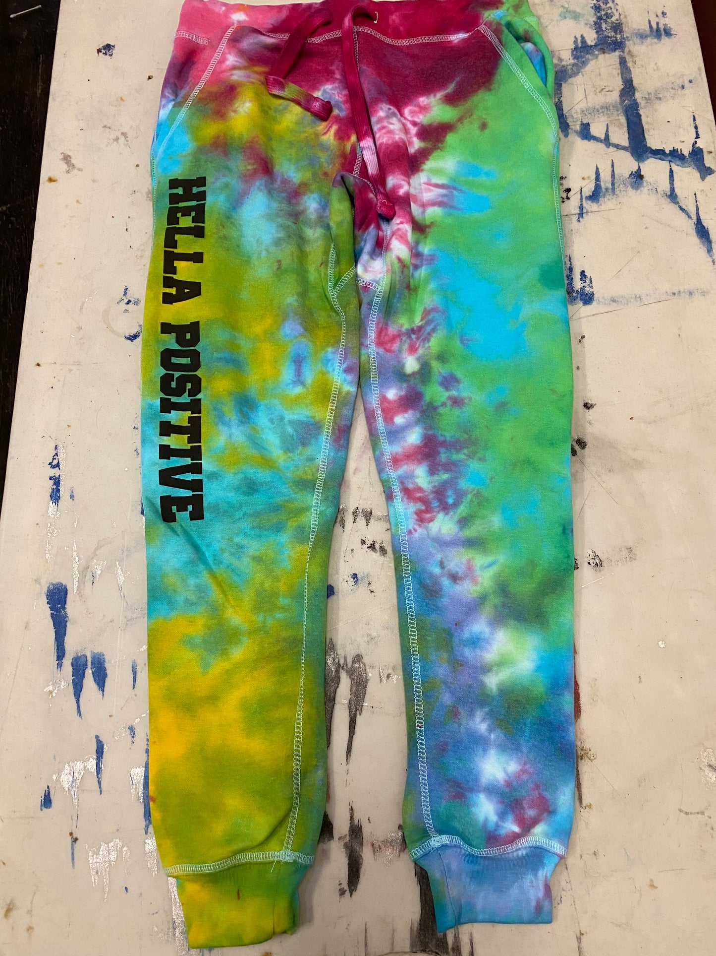 Hella Positive Tie Dye Jogger Sweatpants - Small