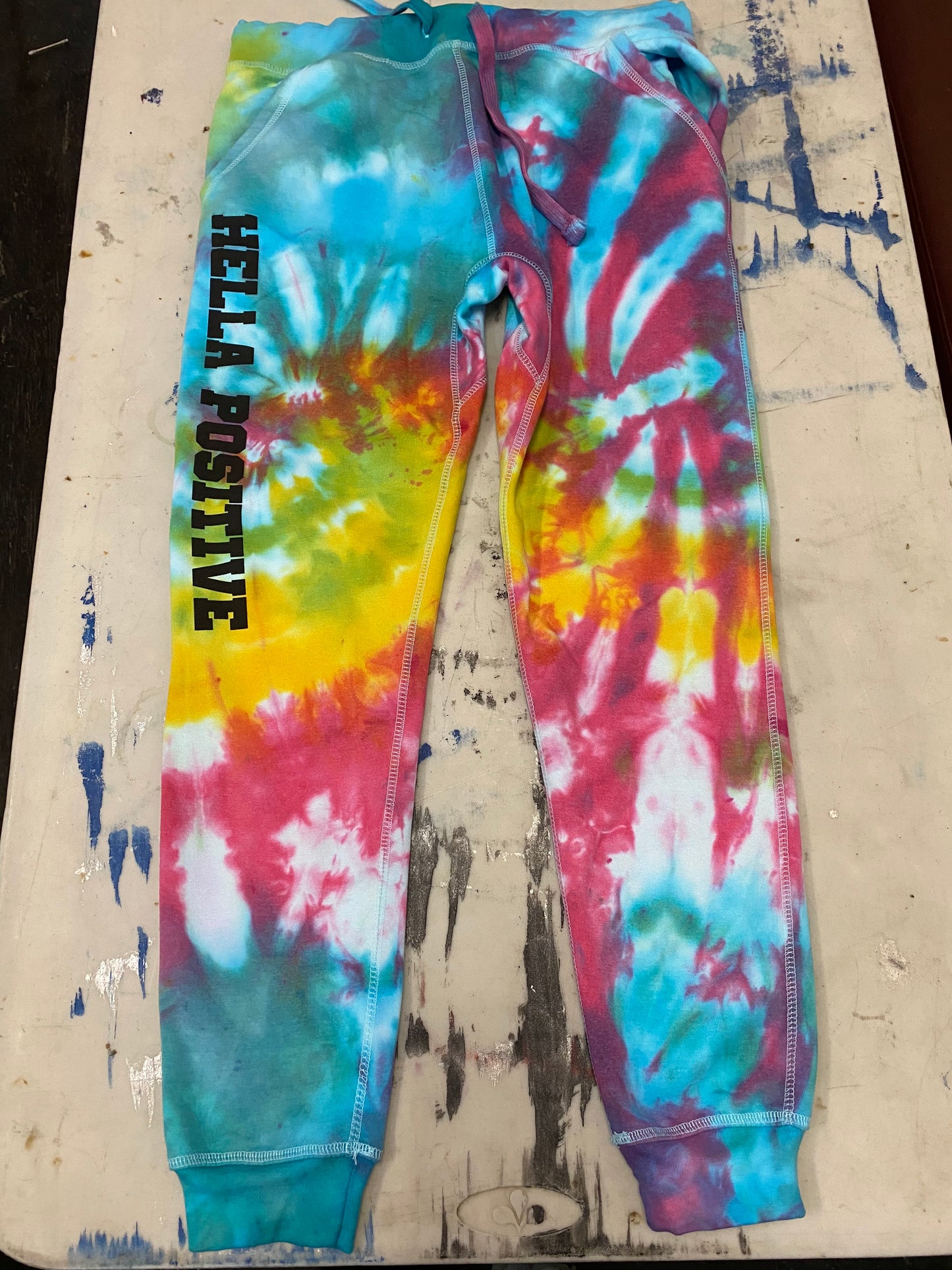 Hella Positive Tie Dye Jogger Sweatpants - Large