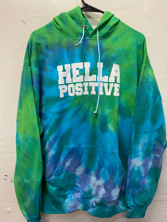 Hella Positive Tie Dye Hoodie - Large