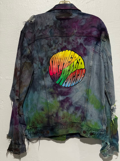 Hella Positive Summer Tie Dyed Denim distressed Jacket - Large