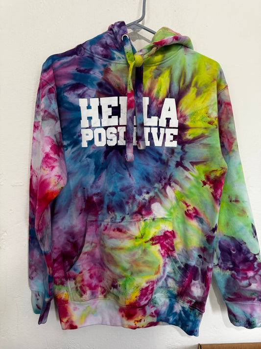 Hella Positive Tie Dye Hoodie - Small