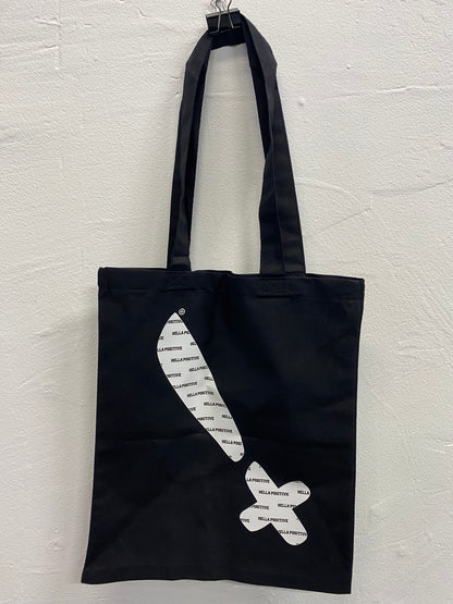 Hella Positive Black Tote Bag Slanted HP Symbol - Small
