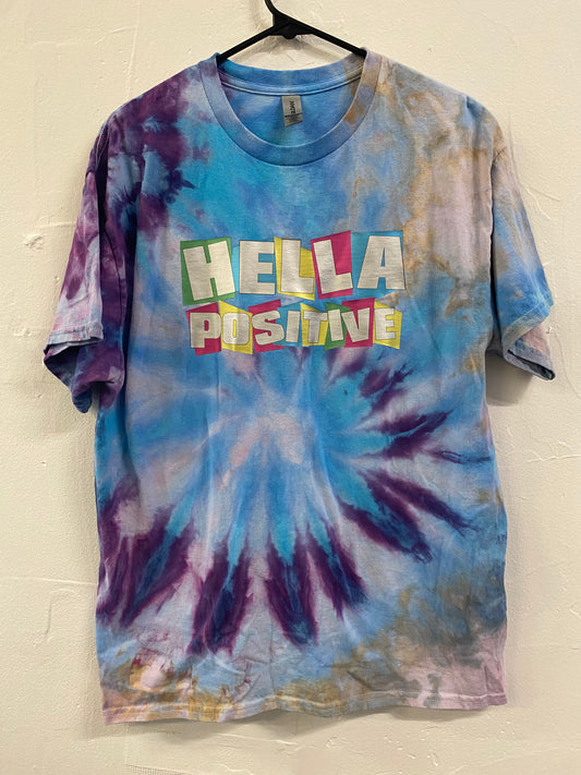 Hella Positive Metallic Retro Tie Dye t shirt - Large