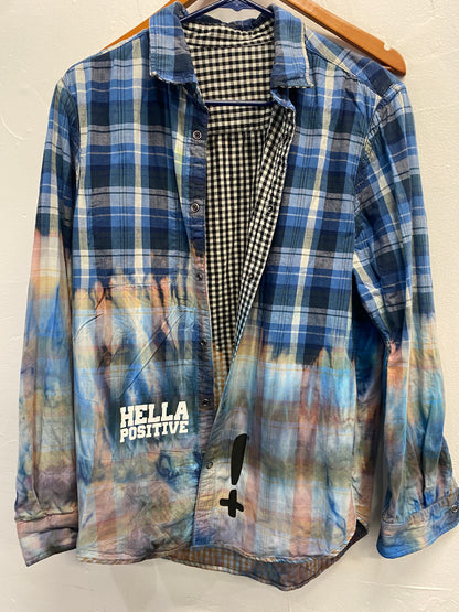 Upcycled - Bleach // Tie Dye button down long sleeve - Medium