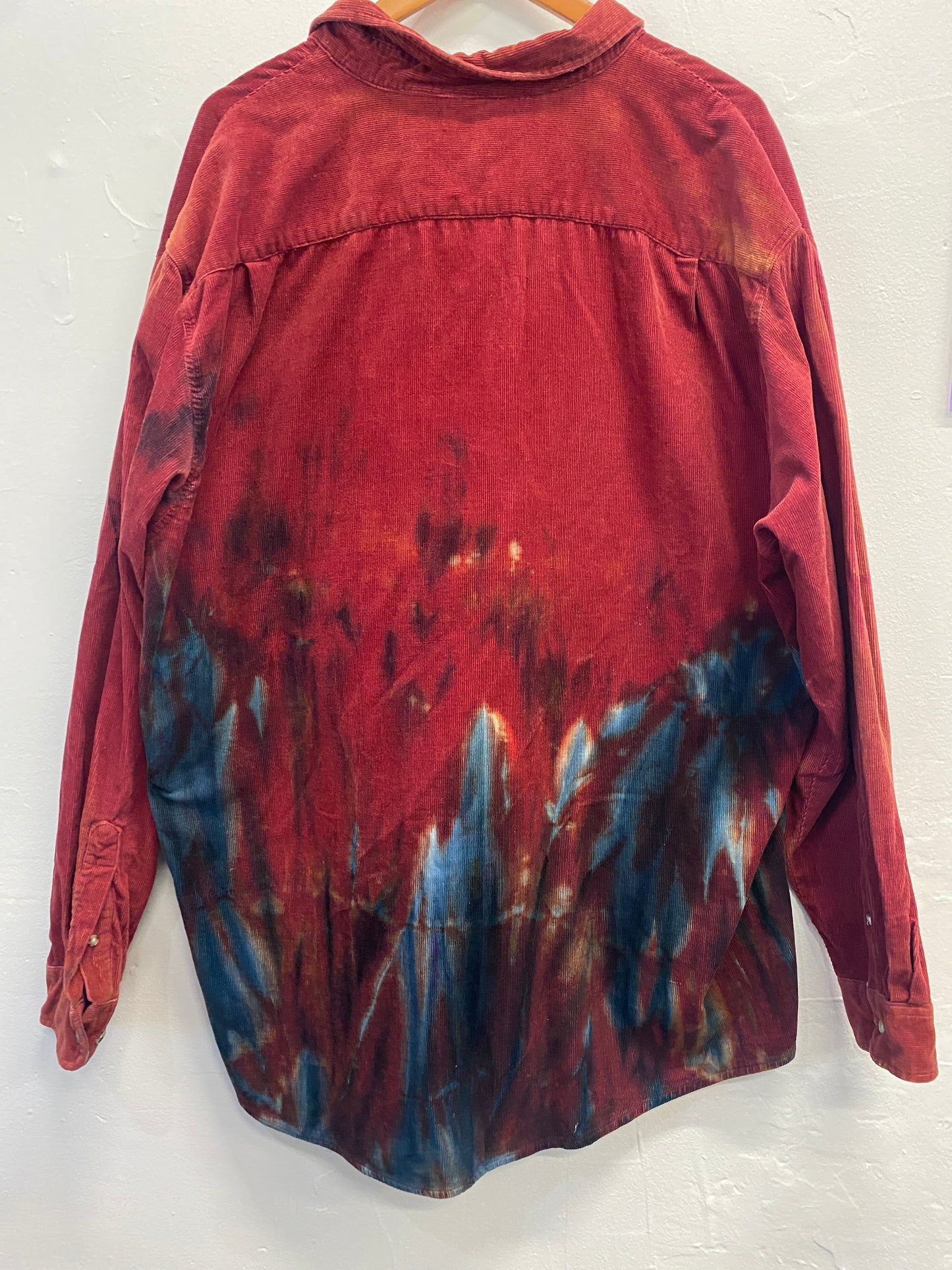 Upcycled - Hella Positive Bleach // Tie Dye Corduroy Button Down - 2XL