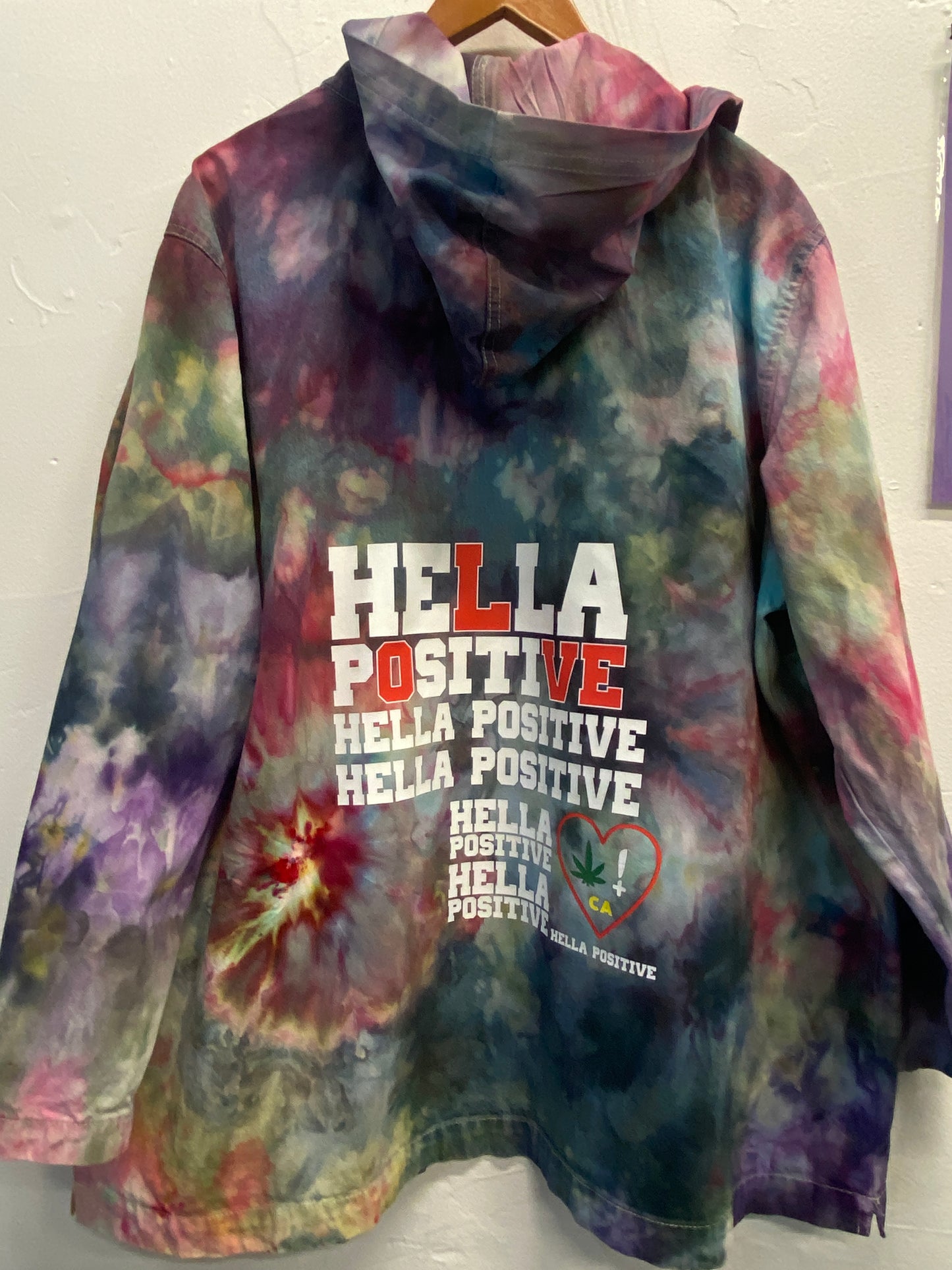 Upcycled - Bleach // Tie Dye Jean hooded jacket - 3XL