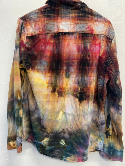 Upcycled - Bleach // Tie Dye button down long sleeve - Medium