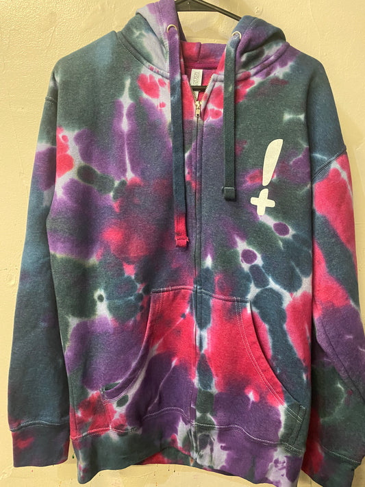 Stay Hella Positive Tie Dye Zip-Up Hoodie - Medium