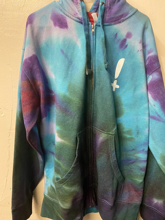 Stay Hella Positive Tie Dye Zip-Up Hoodie - XL