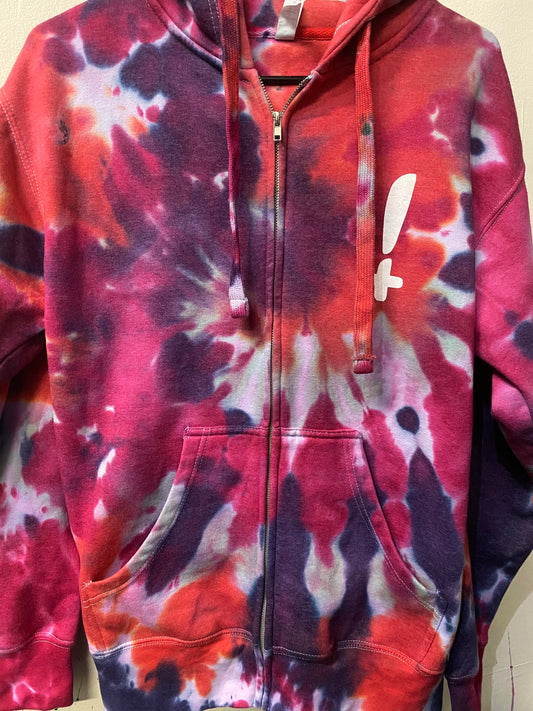 Stay Hella Positive Tie Dye Zip-Up Hoodie - Medium